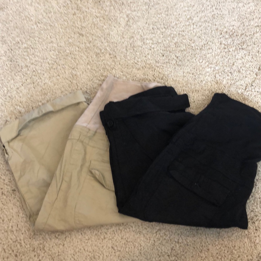 Three Seasons black and khaki maternity shorts